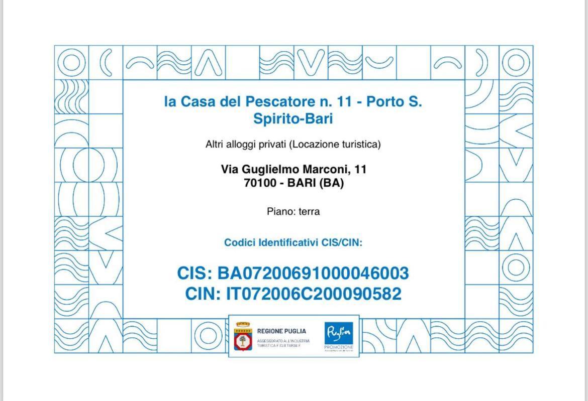 La Casa Del Pescatore N 11 - Porto Di St Spirito Bari Exterior foto